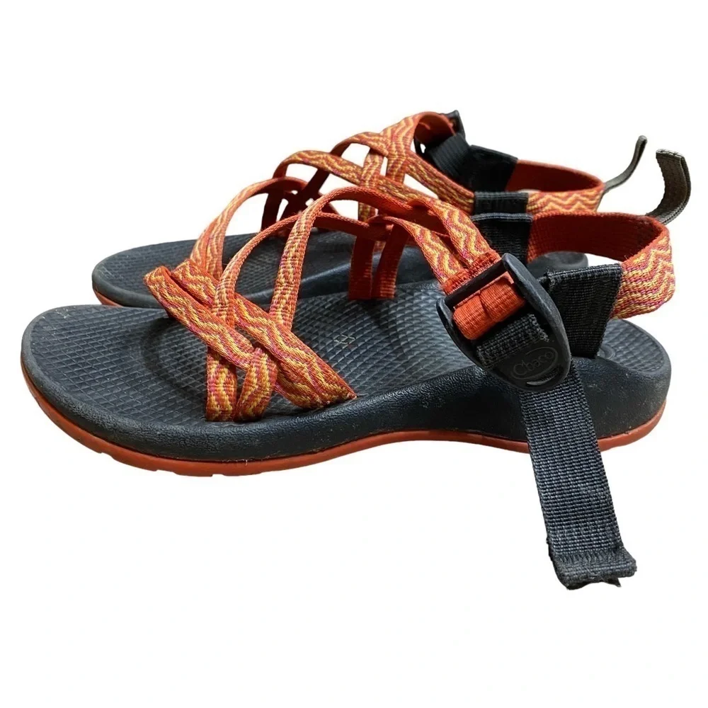 Chaco Zx1 Ecotread Orange Strappy Water Hiking Sandals Size 4